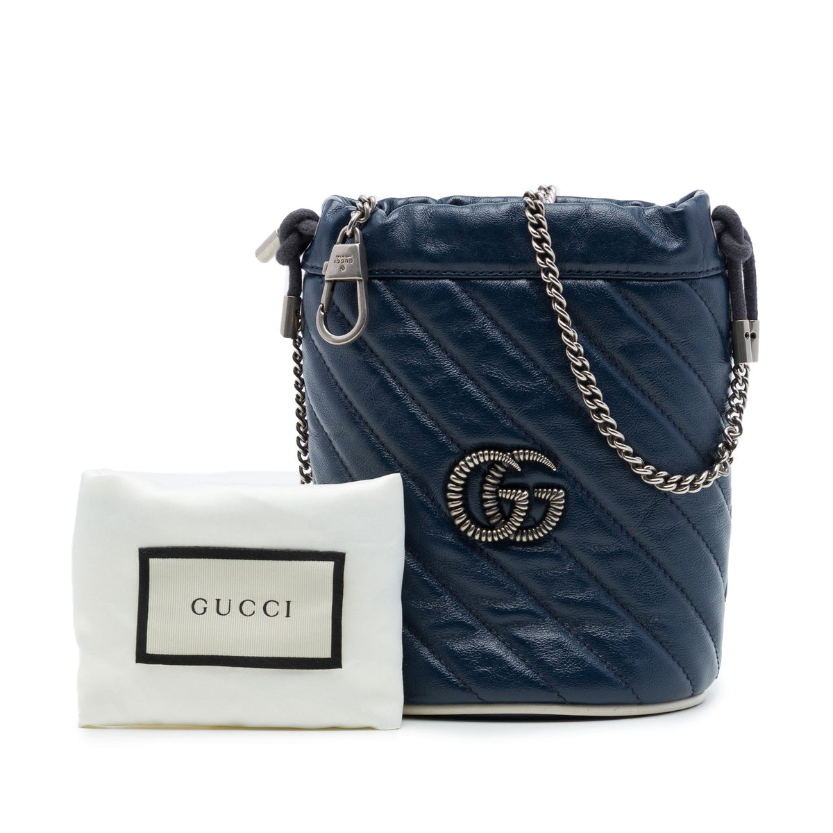 Gucci Mini GG Marmont Matelasse Diagonal Leather Torchon Bucket Bag