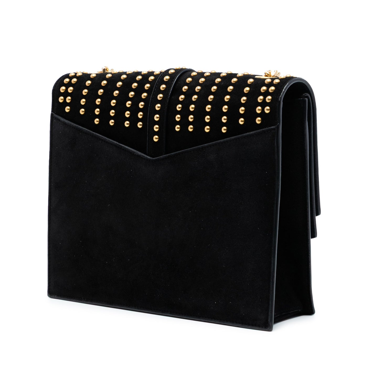 Saint Laurent Medium Studded Suede Monogram Sulpice Crossbody