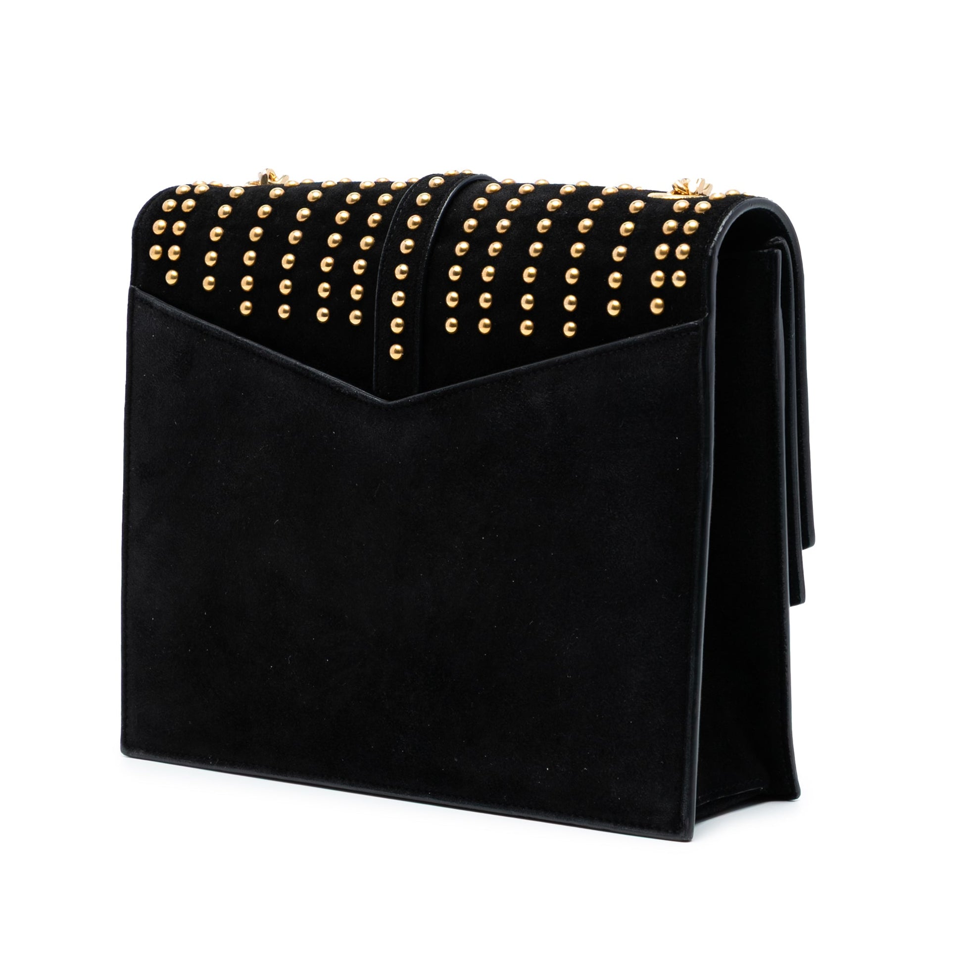 Saint Laurent Medium Studded Suede Monogram Sulpice Crossbody