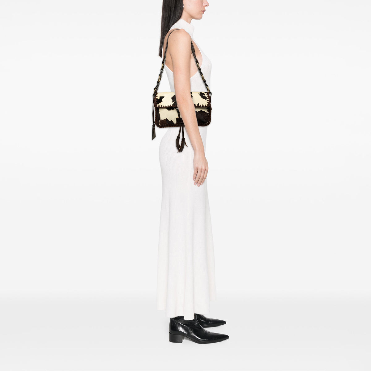 Dolce & Gabbana Pony Hair Cow Print Shoulder Bag