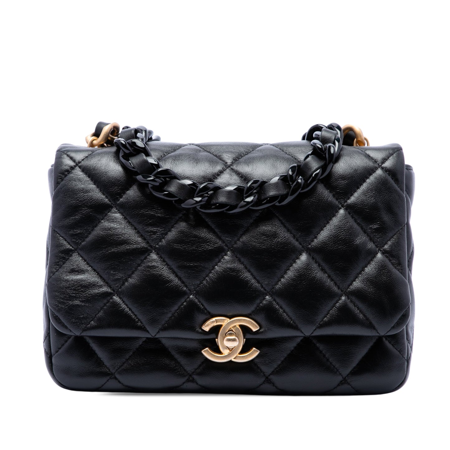 Chanel Small Quilted Lambskin Lacquered Chain Flap