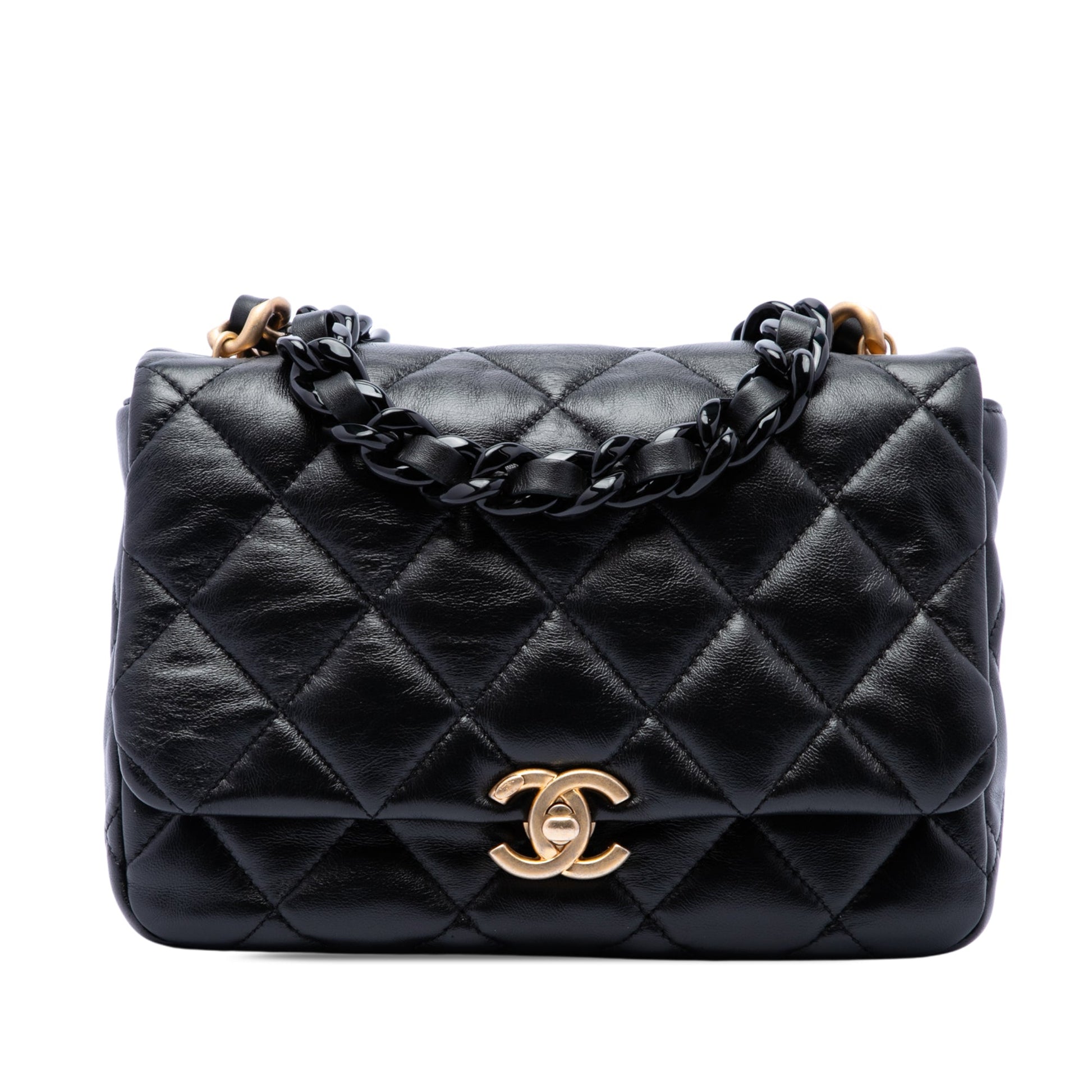 Chanel Small Quilted Lambskin Lacquered Chain Flap