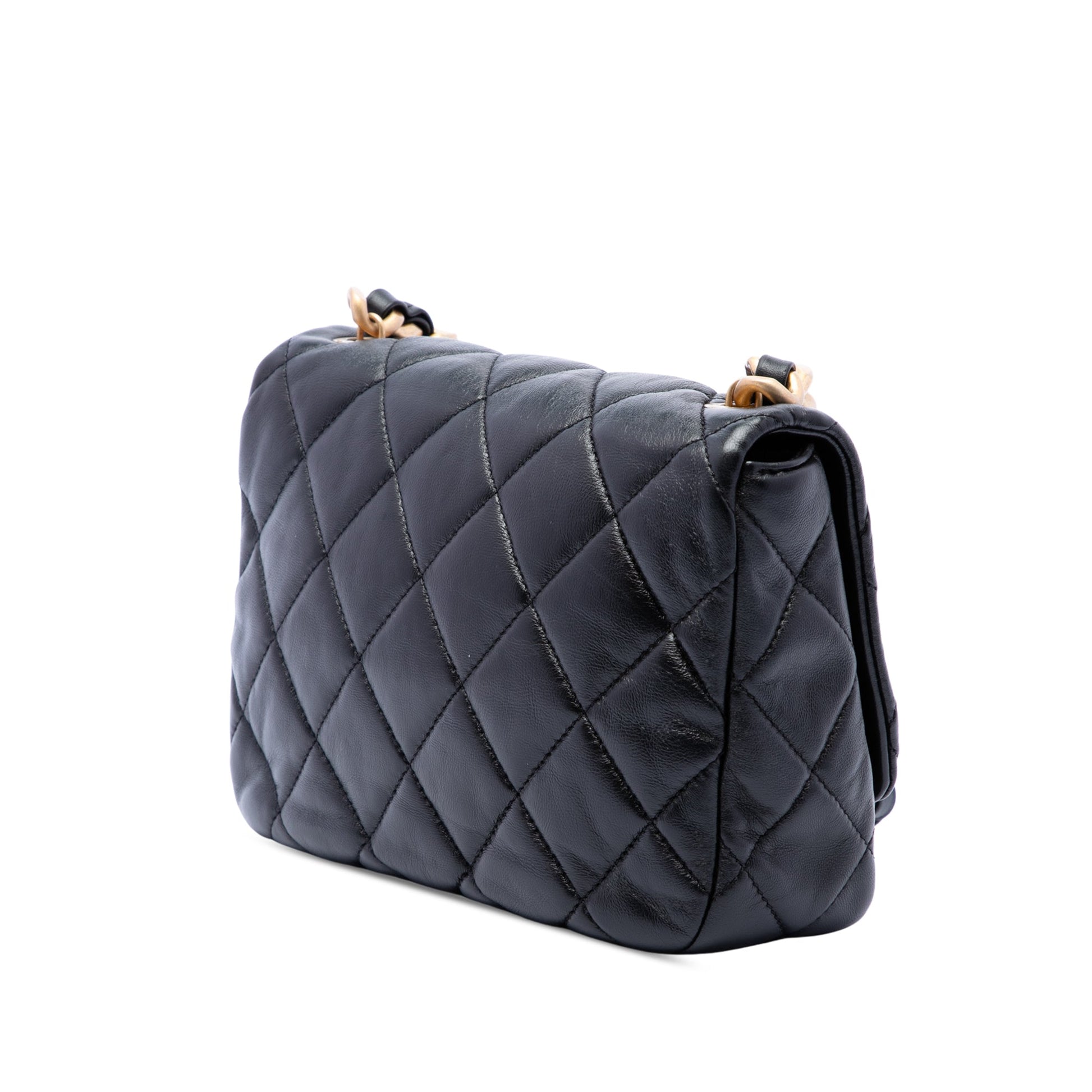 Chanel Small Quilted Lambskin Lacquered Chain Flap