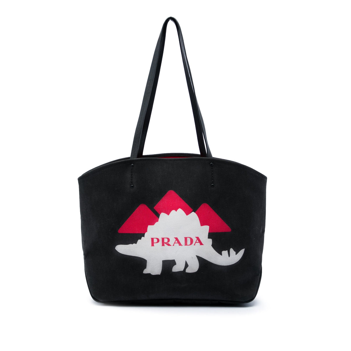 Prada Canvas Dinosaur Print Canapa Tote