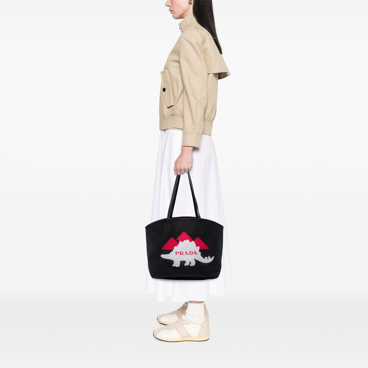 Prada Canvas Dinosaur Print Canapa Tote