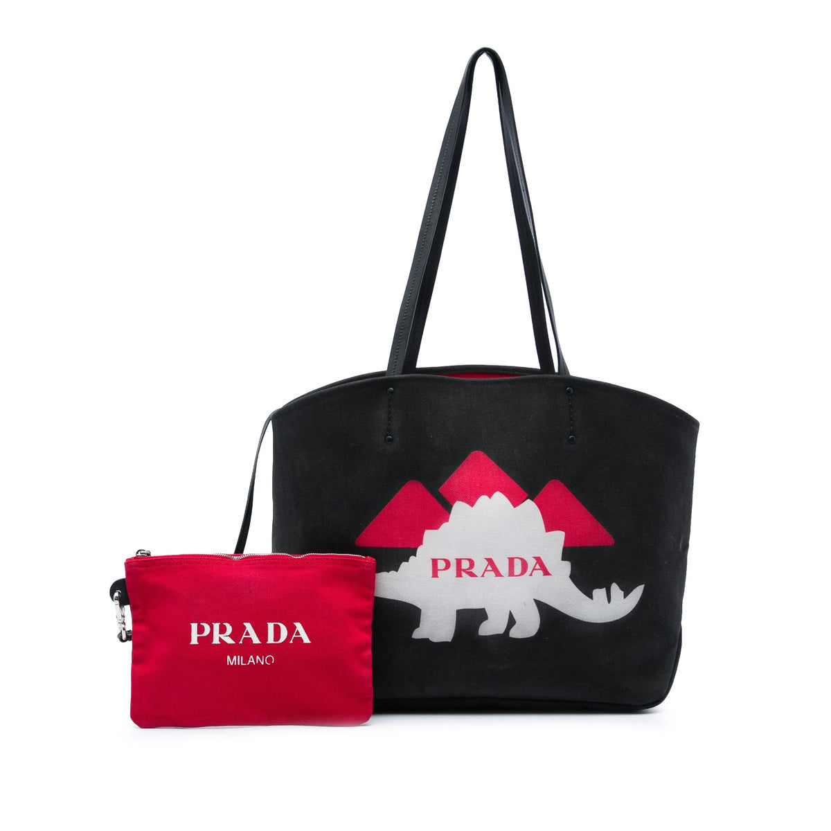 Prada Canvas Dinosaur Print Canapa Tote