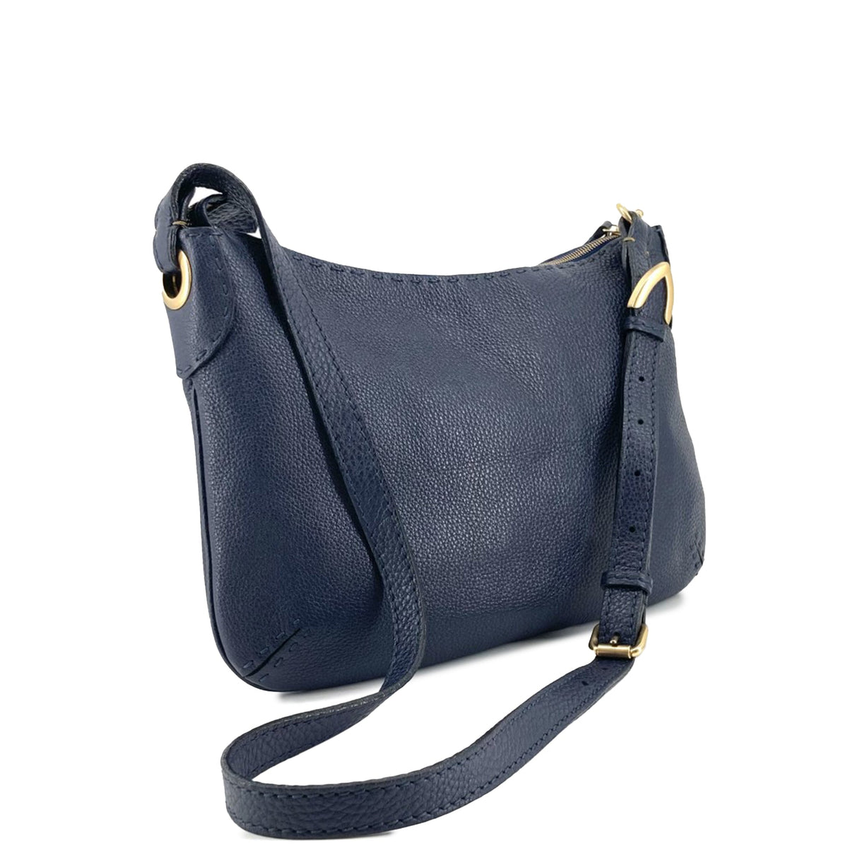 Fendi Medium Leather Selleria Crossbody — Blue