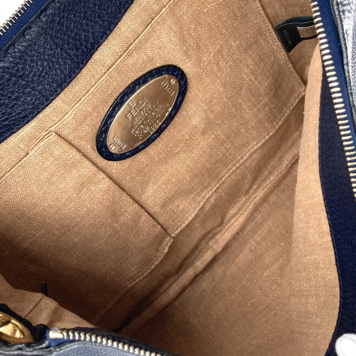 Fendi Medium Leather Selleria Crossbody — Blue