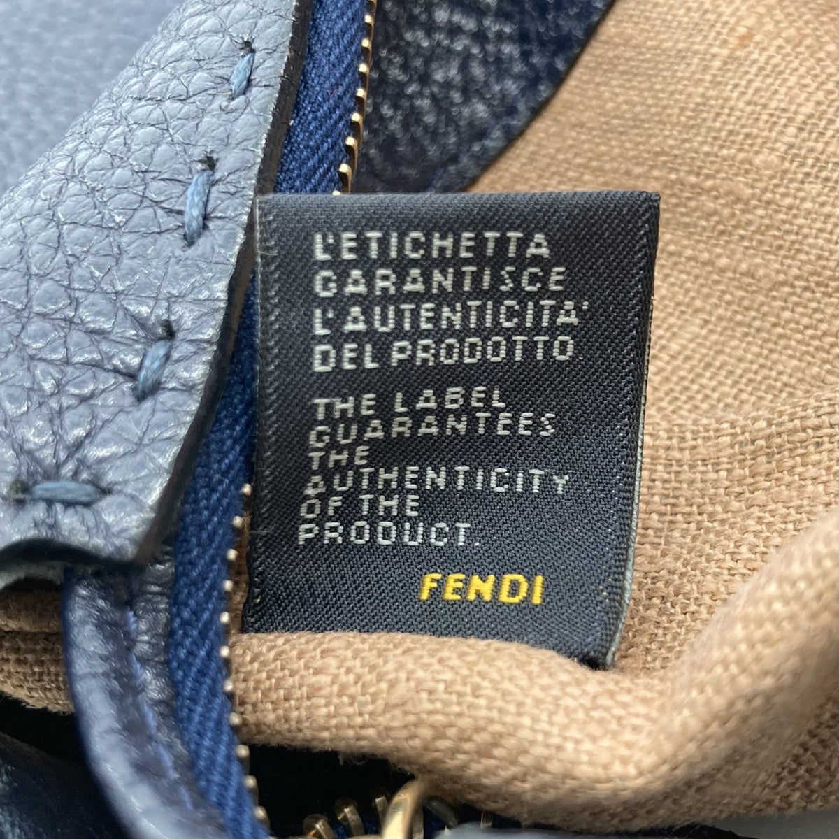 Fendi Medium Leather Selleria Crossbody — Blue