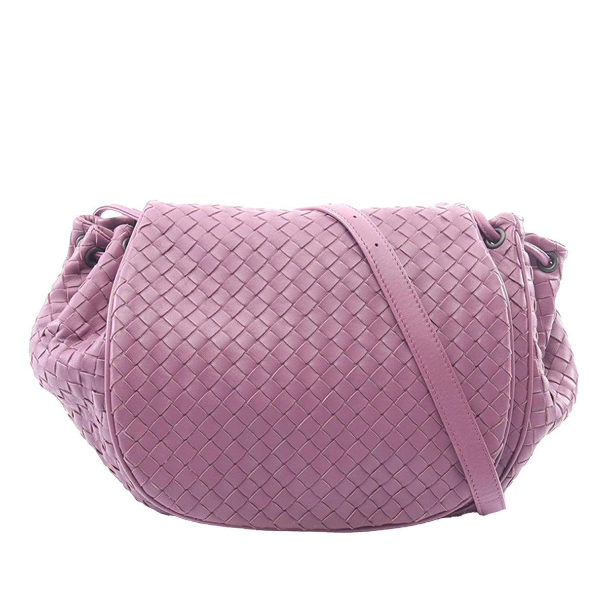 Bottega Veneta Nappa Intrecciato Flap Crossbody — Purple