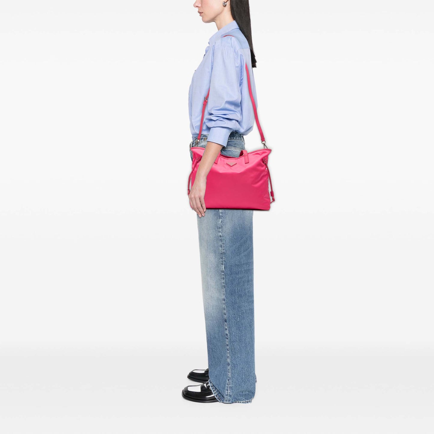 Prada Saffiano Trimmed Tessuto Open Convertible Tote
