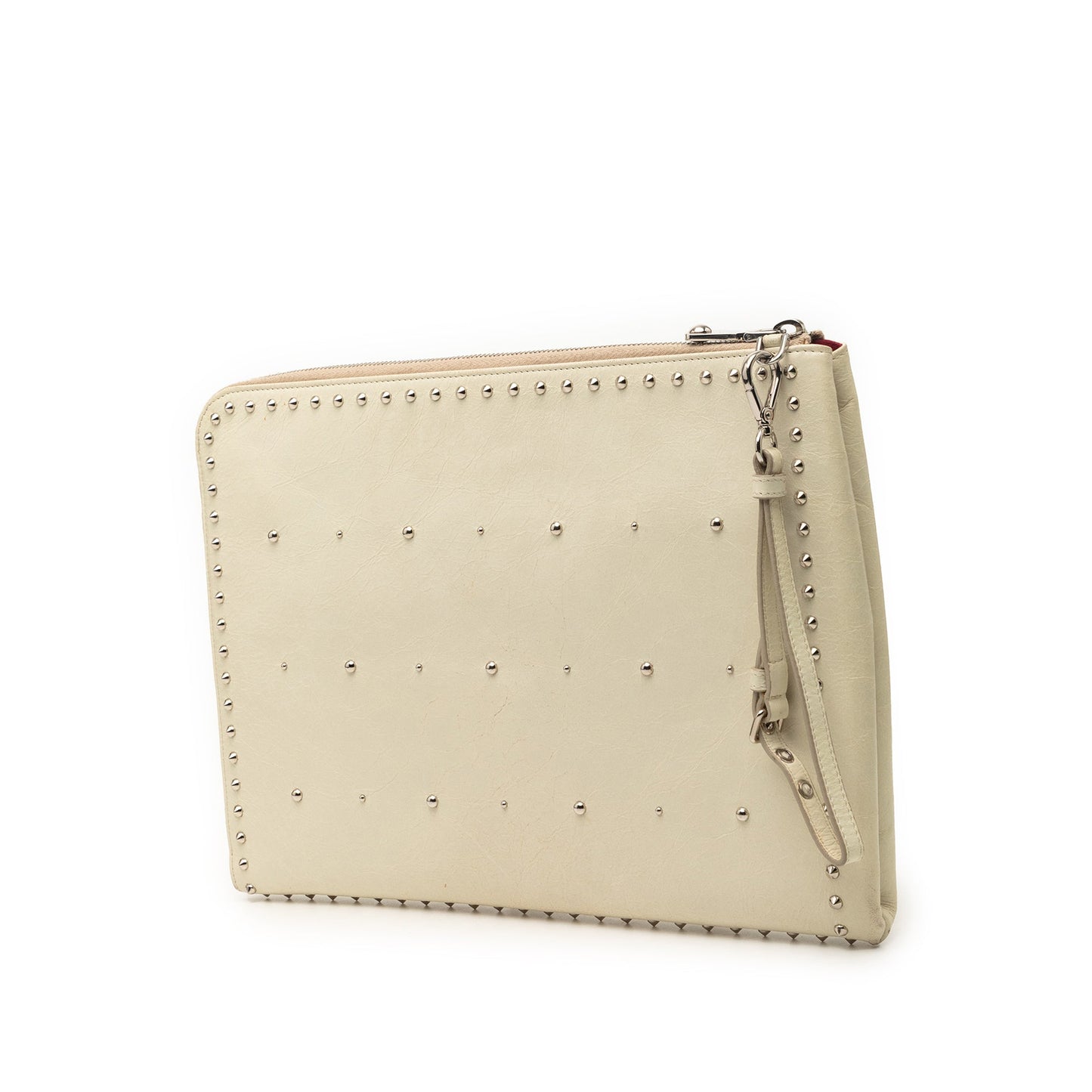 Miu Miu Faux Pearl Studded Leather Clutch