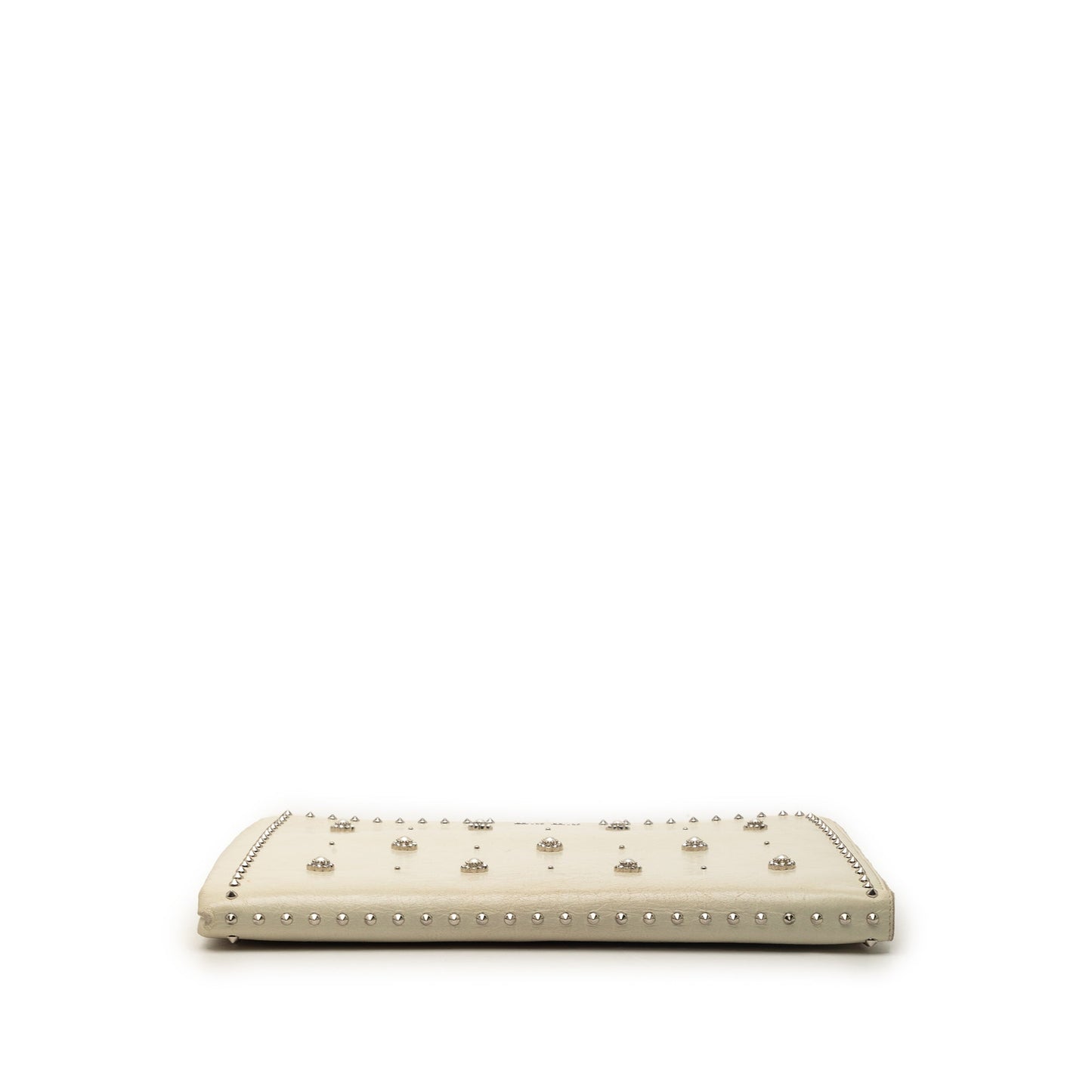 Miu Miu Faux Pearl Studded Leather Clutch