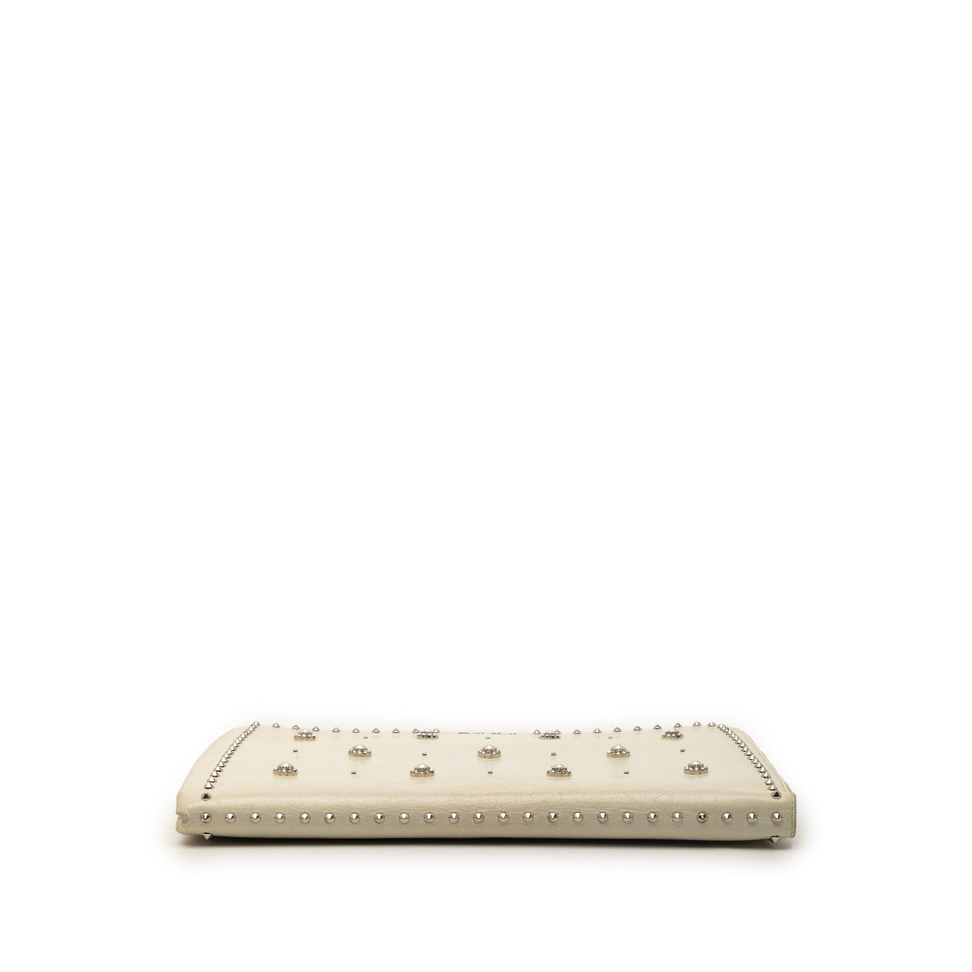 Miu Miu Faux Pearl Studded Leather Clutch