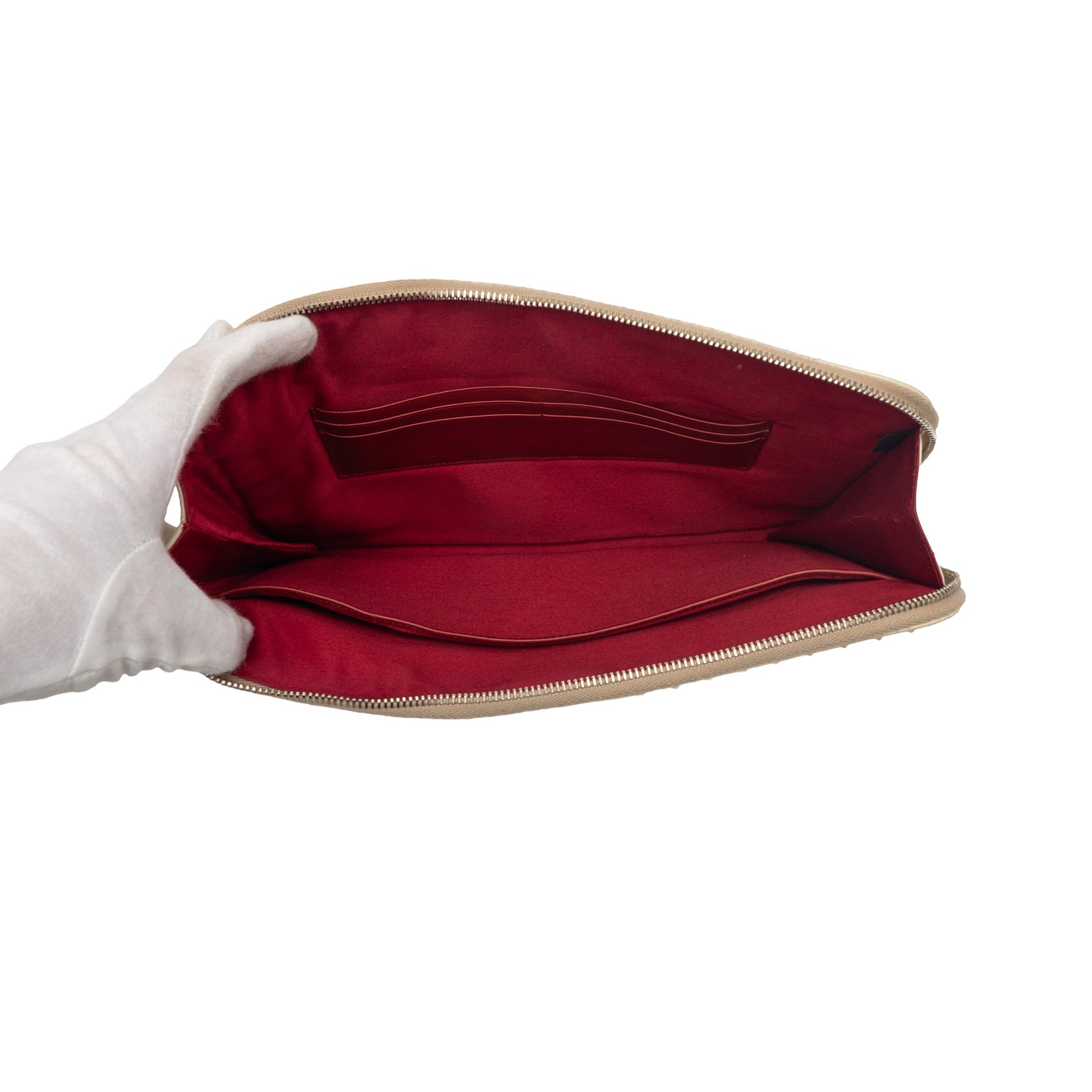 Miu Miu Faux Pearl Studded Leather Clutch