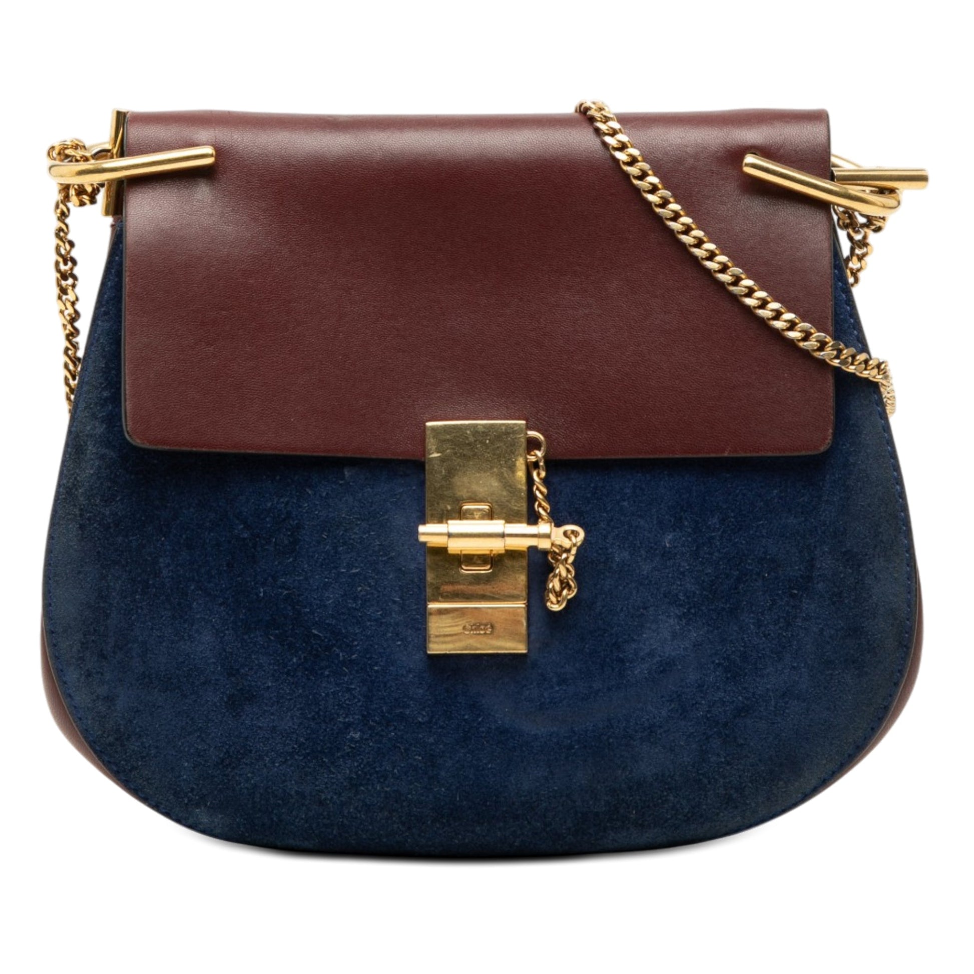 Chloé Small Bicolor Suede and Calfskin Drew Crossbody