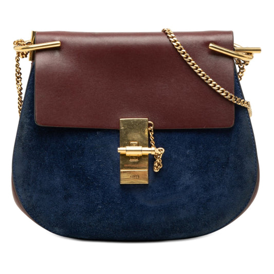 Chloé Small Bicolor Suede and Calfskin Drew Crossbody