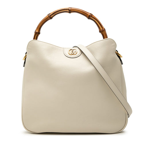 Medium Leather Bamboo Diana Satchel