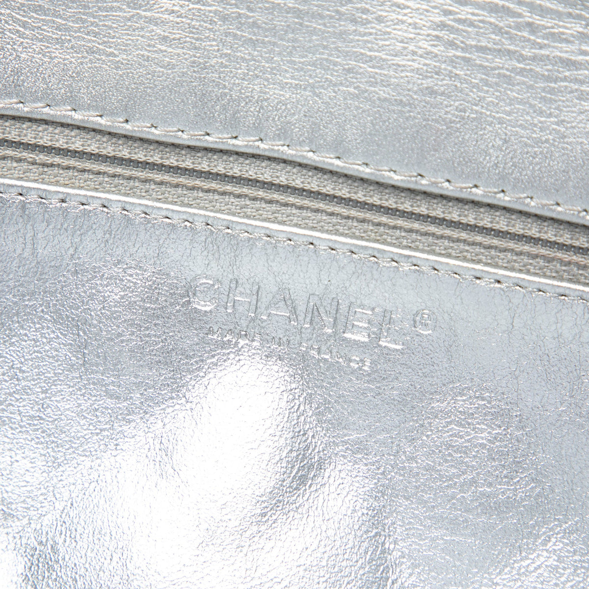 Chanel Quilted Metallic Lambskin Reissue 2.55 Clutch With Chain — Silver