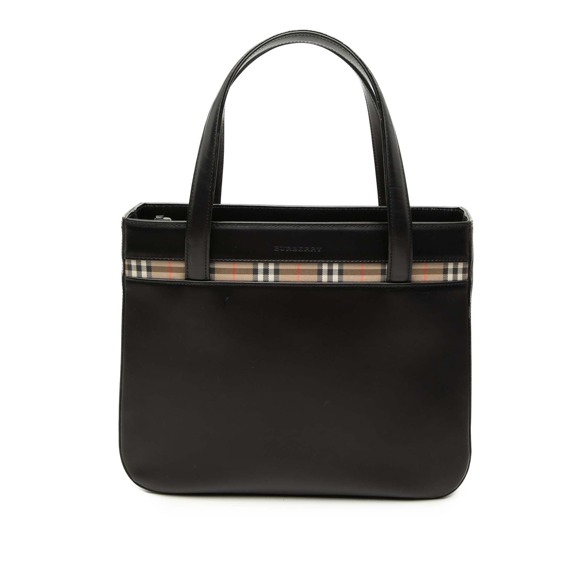 Burberry House Check Trimmed Leather Handbag