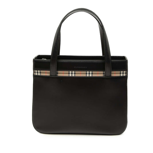 Burberry House Check Trimmed Leather Handbag