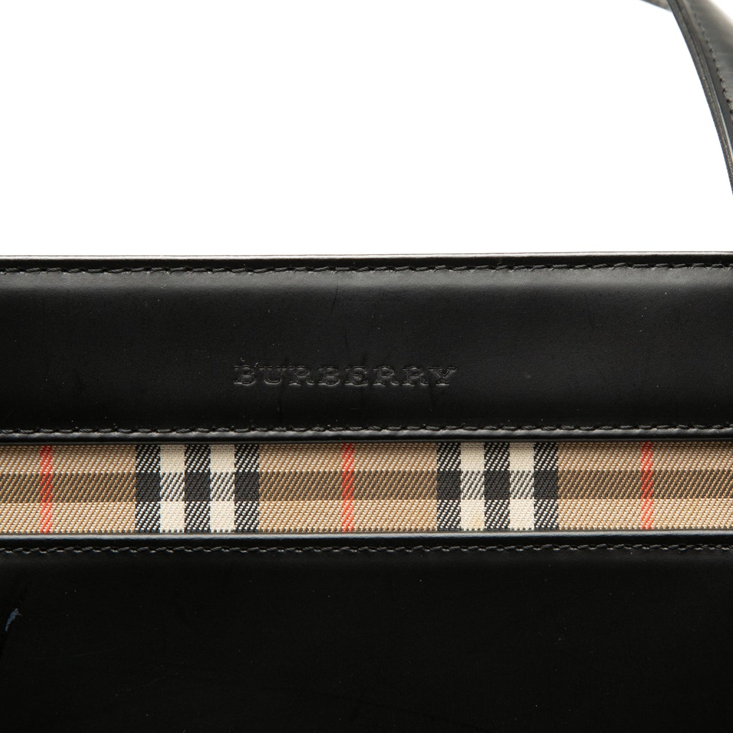 Burberry House Check Trimmed Leather Handbag