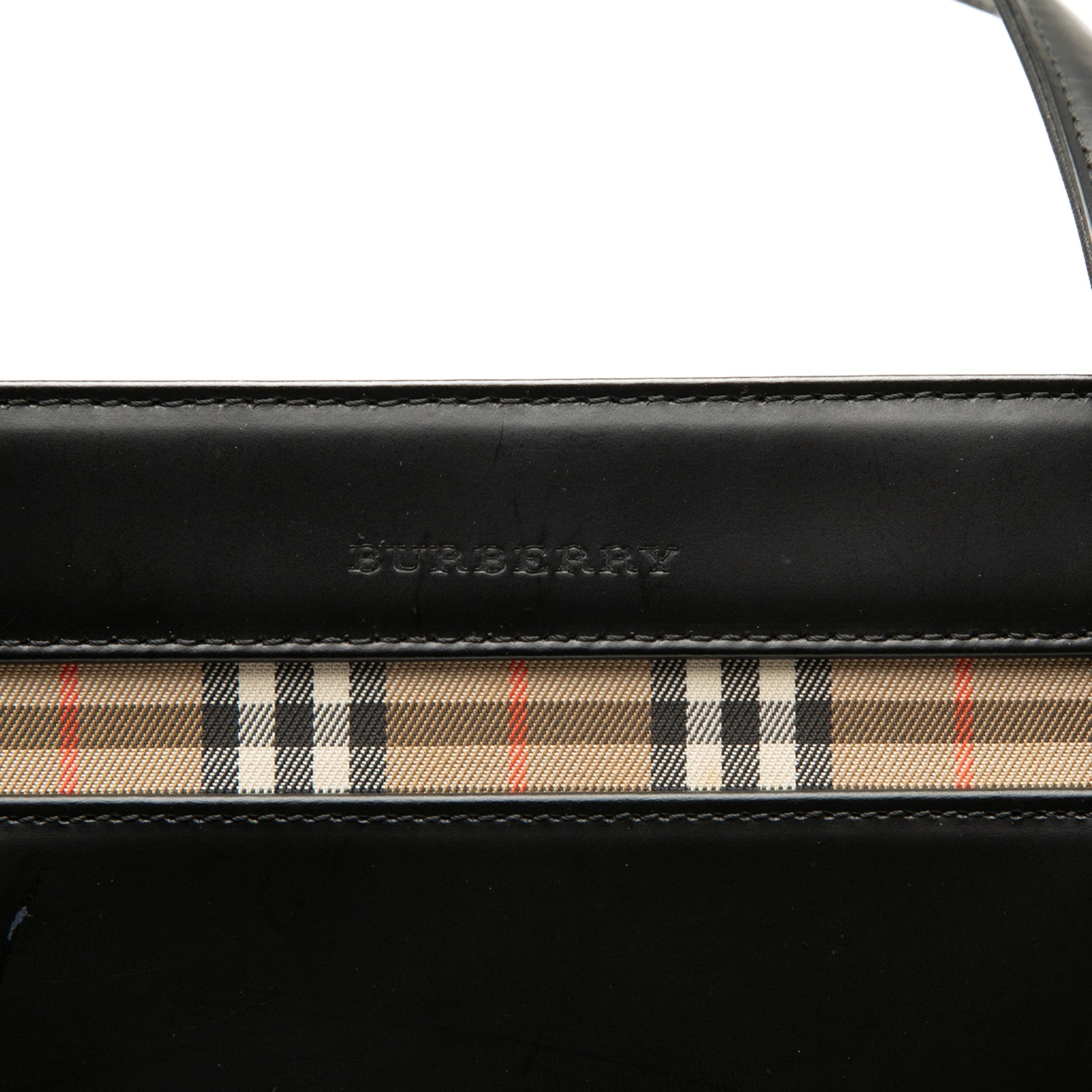 Burberry House Check Trimmed Leather Handbag