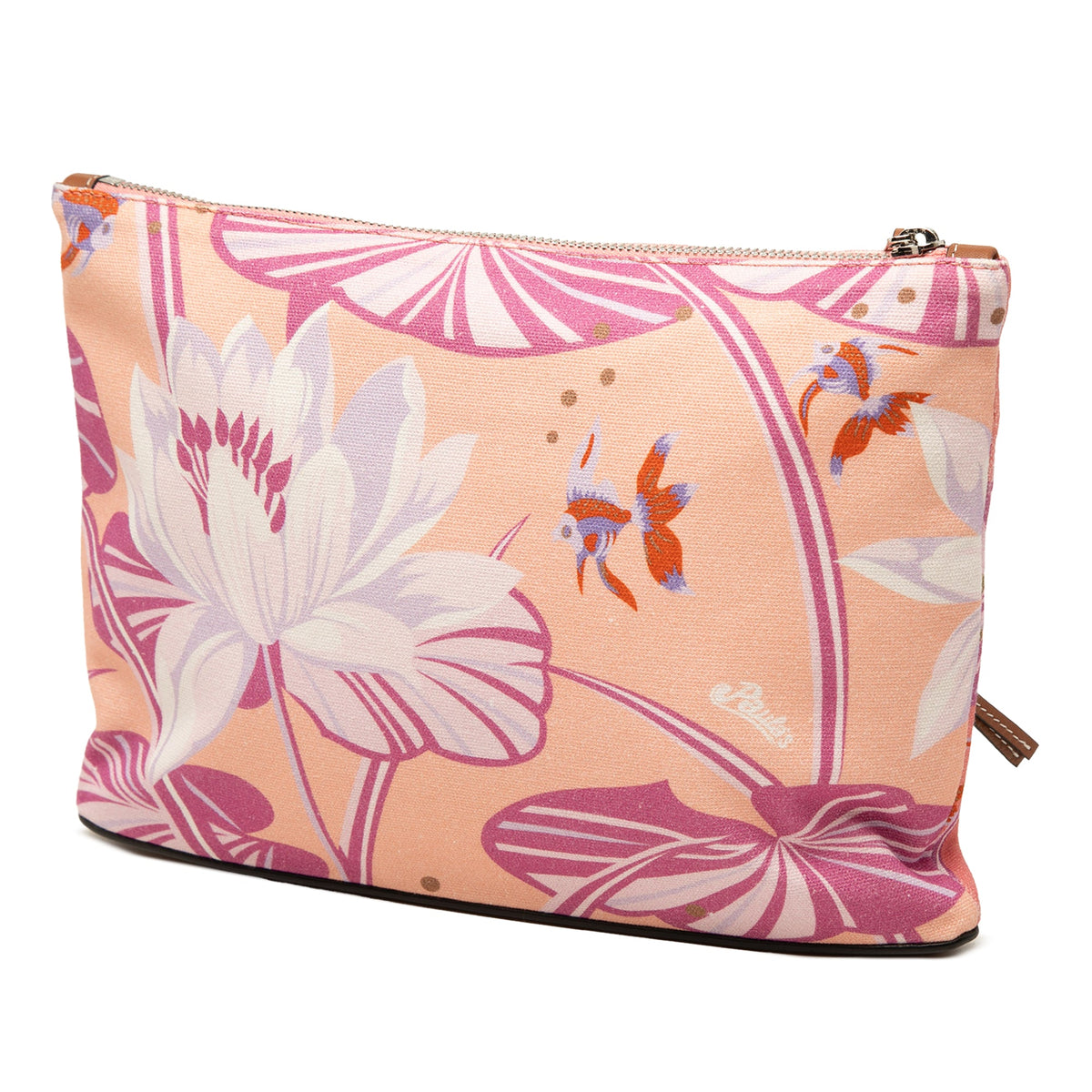LOEWE Paulas Ibiza Canvas Waterlily Print Clutch — Pink