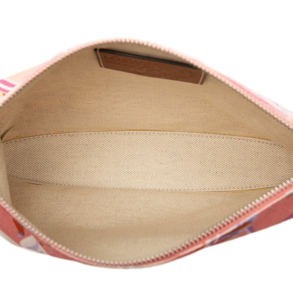 LOEWE Paulas Ibiza Canvas Waterlily Print Clutch — Pink