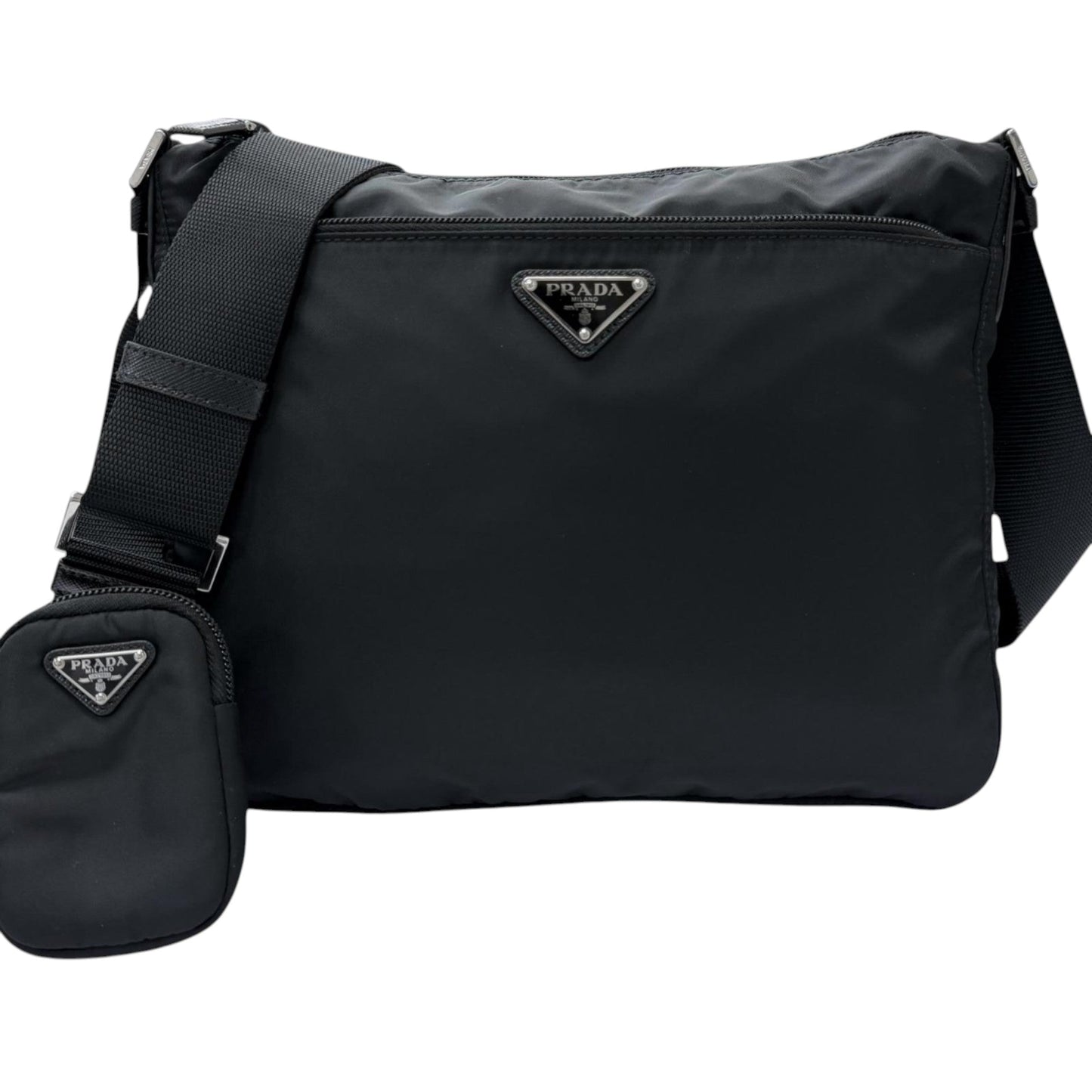 Prada Re Nylon Zip Top Crossbody