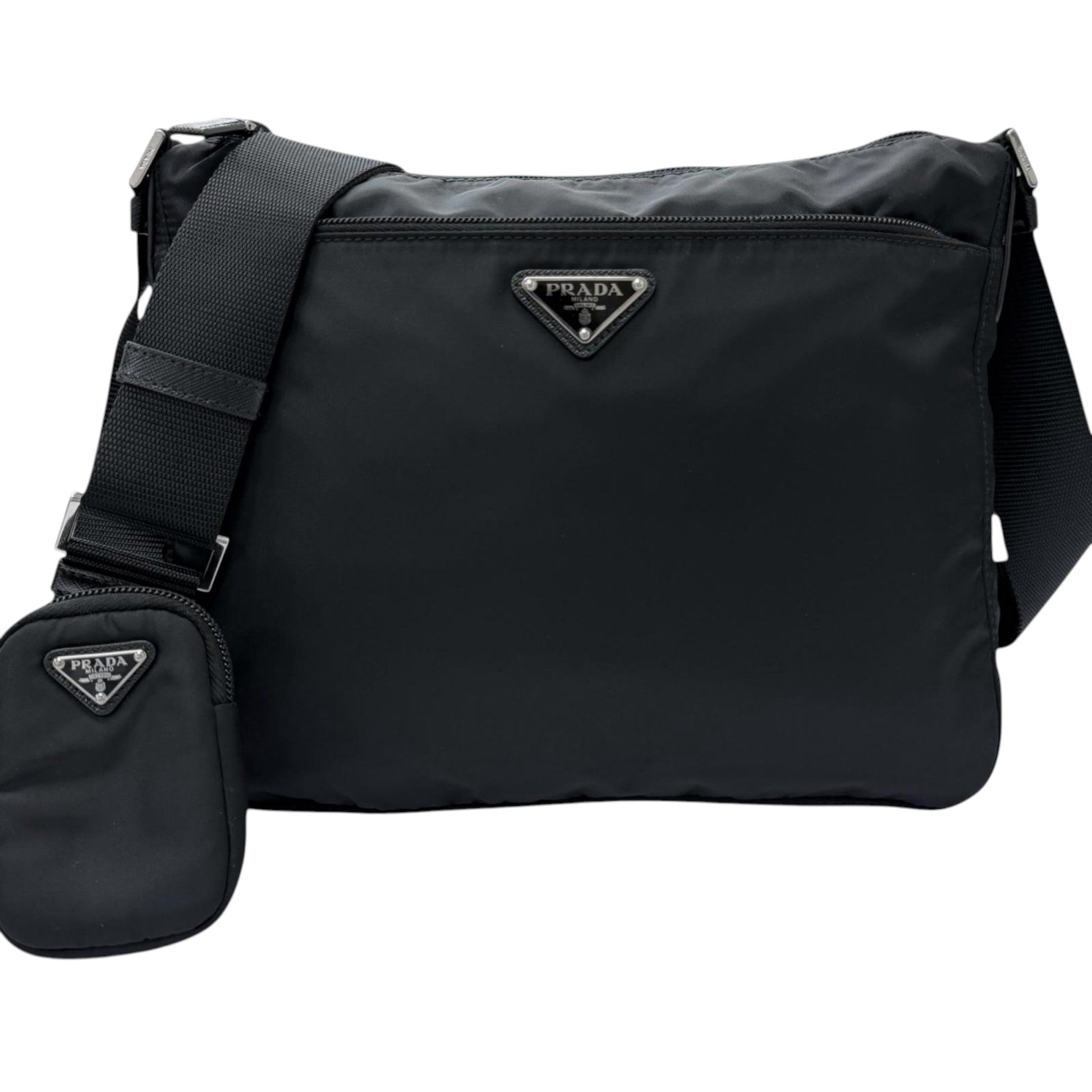 Prada Re Nylon Zip Top Crossbody