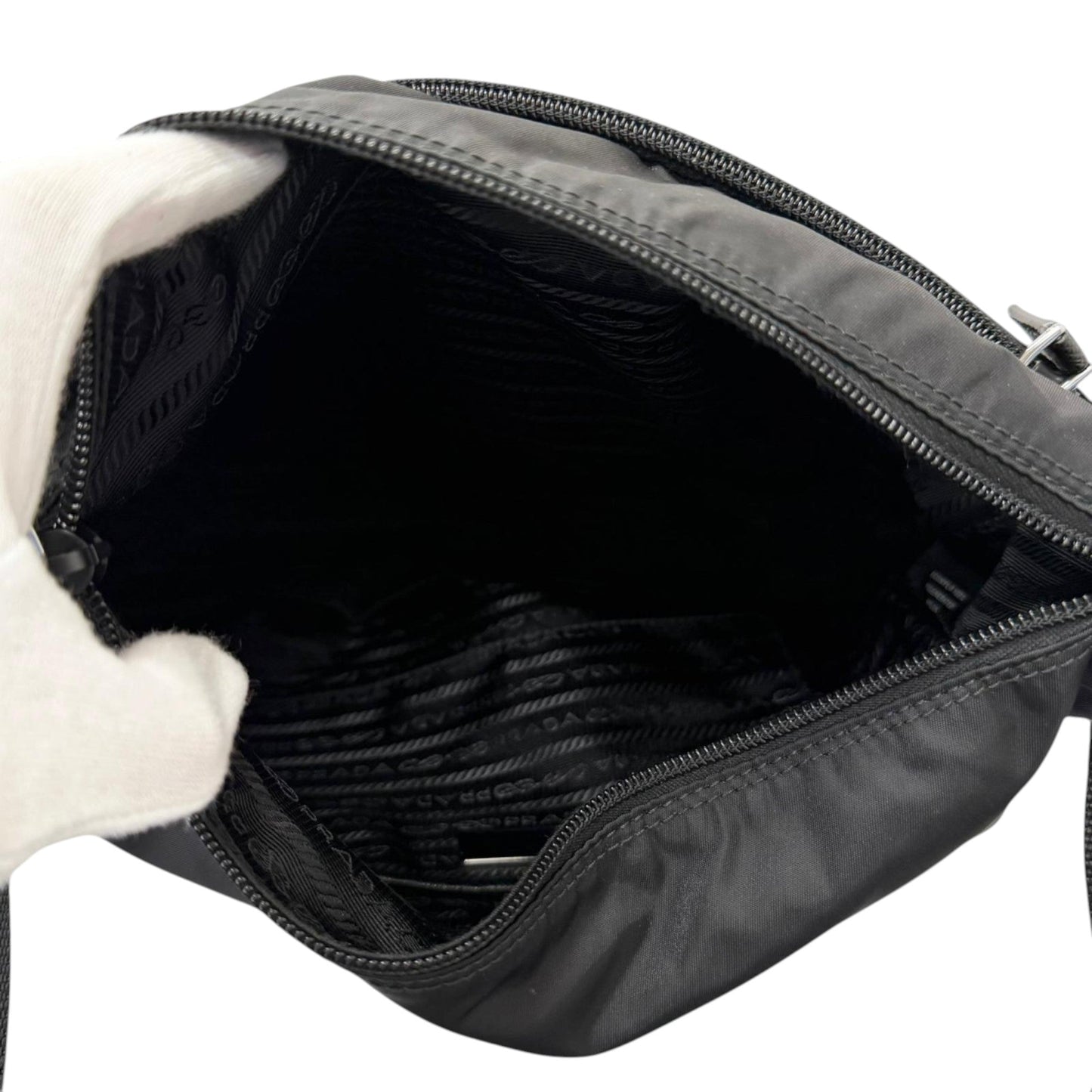 Prada Re Nylon Zip Top Crossbody