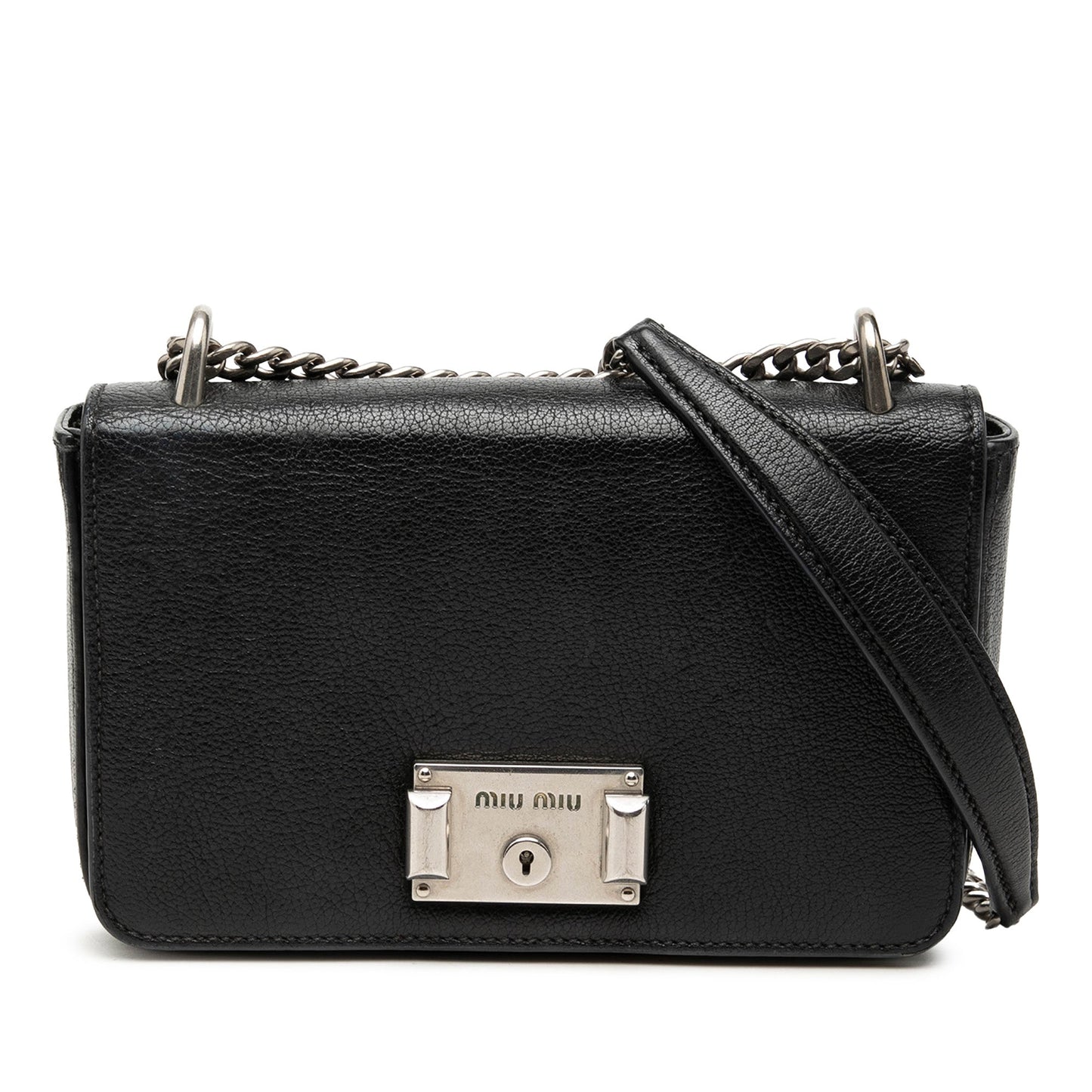 Miu Miu Goatskin Madras Flap Crossbody