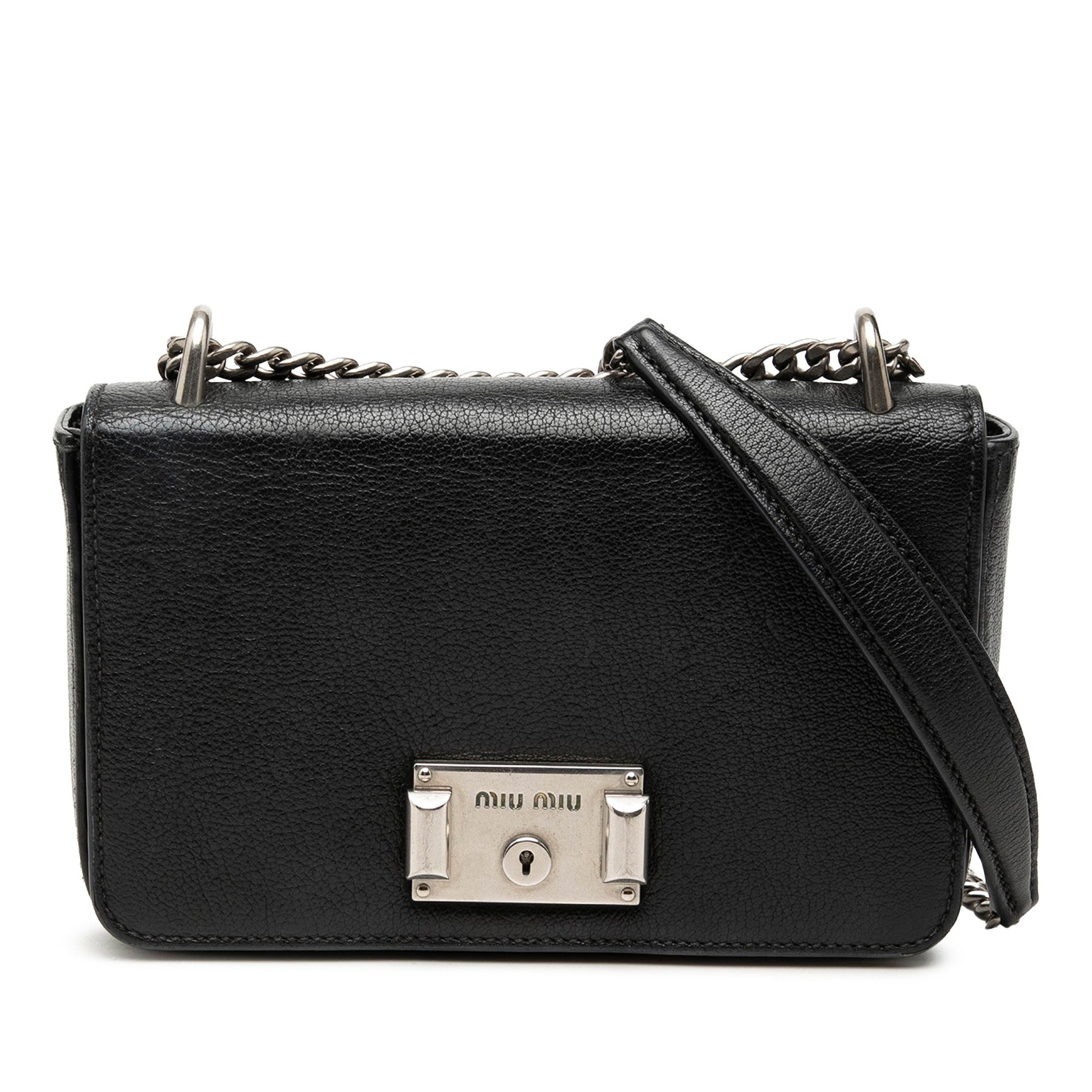 Miu Miu Goatskin Madras Flap Crossbody