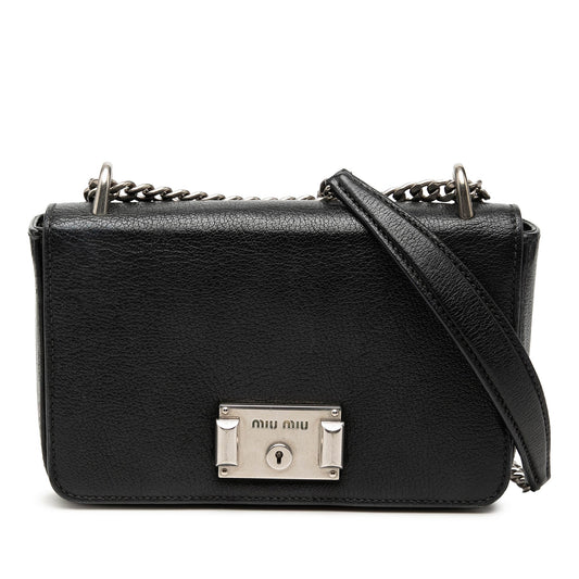 Miu Miu Goatskin Madras Flap Crossbody