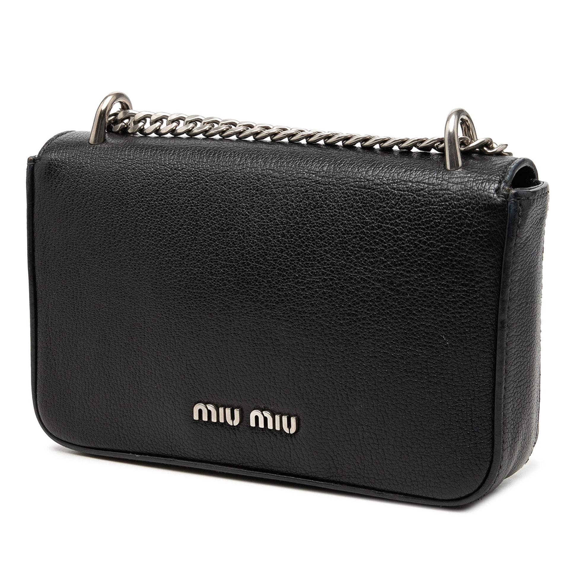 Miu Miu Goatskin Madras Flap Crossbody