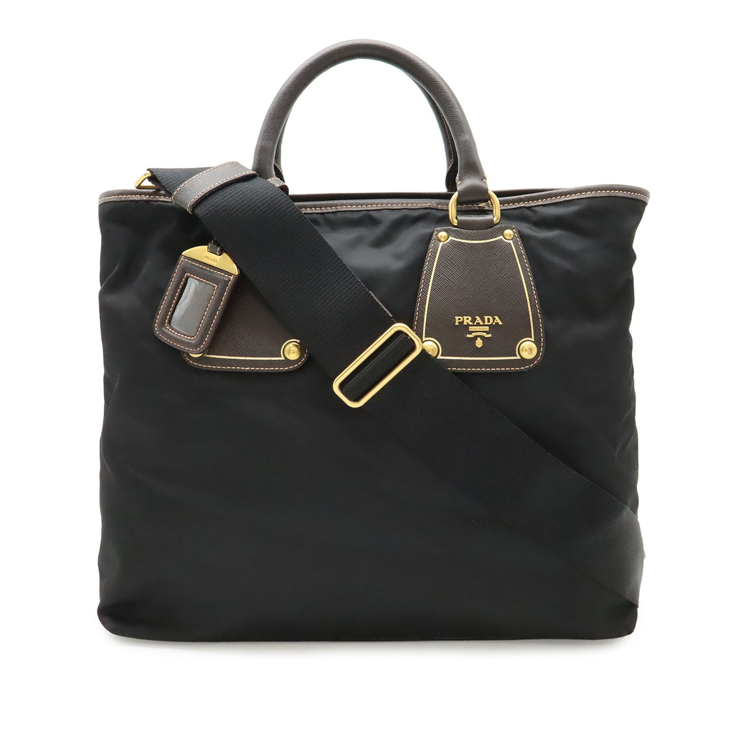 Prada Saffiano Trimmed Tessuto Satchel