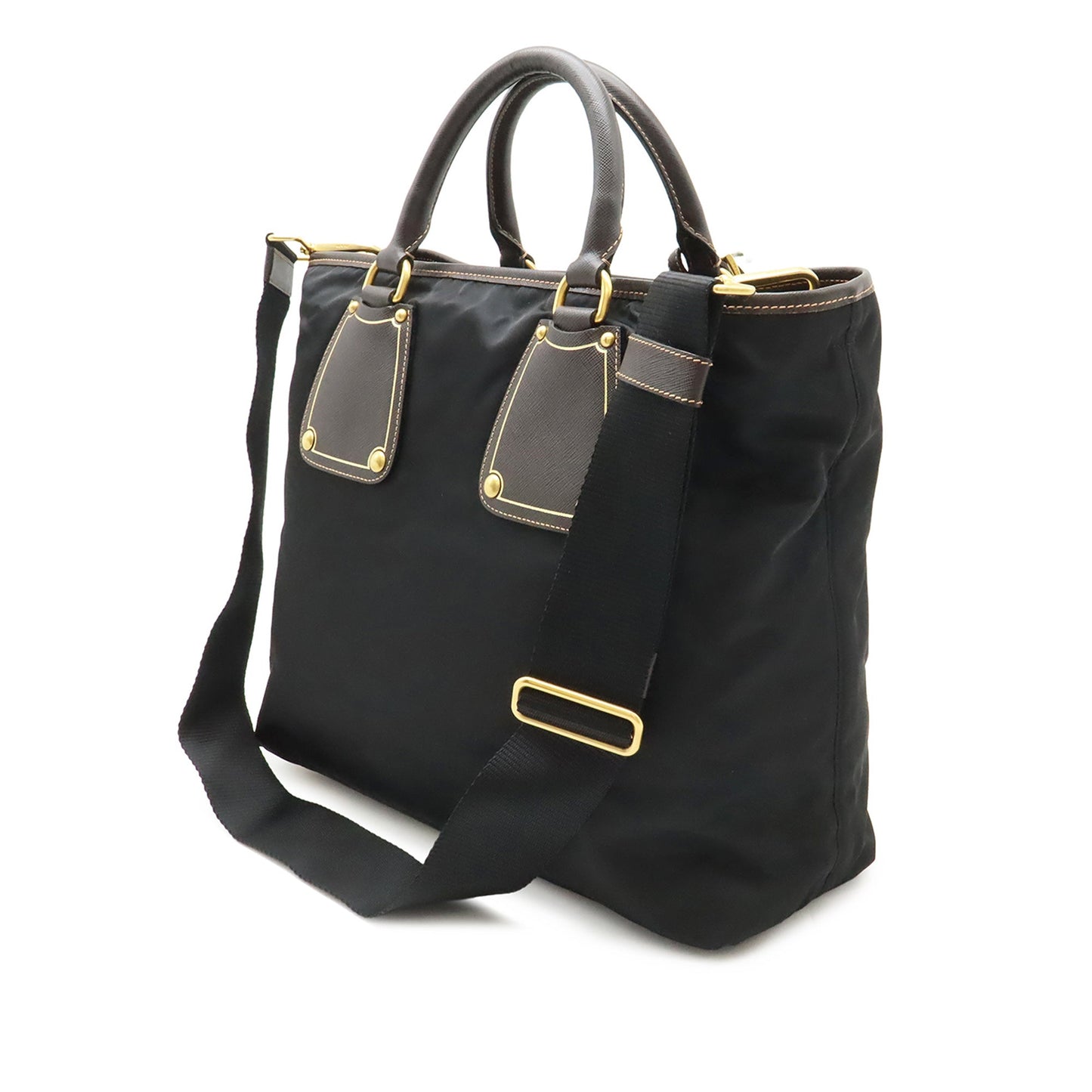 Prada Saffiano Trimmed Tessuto Satchel