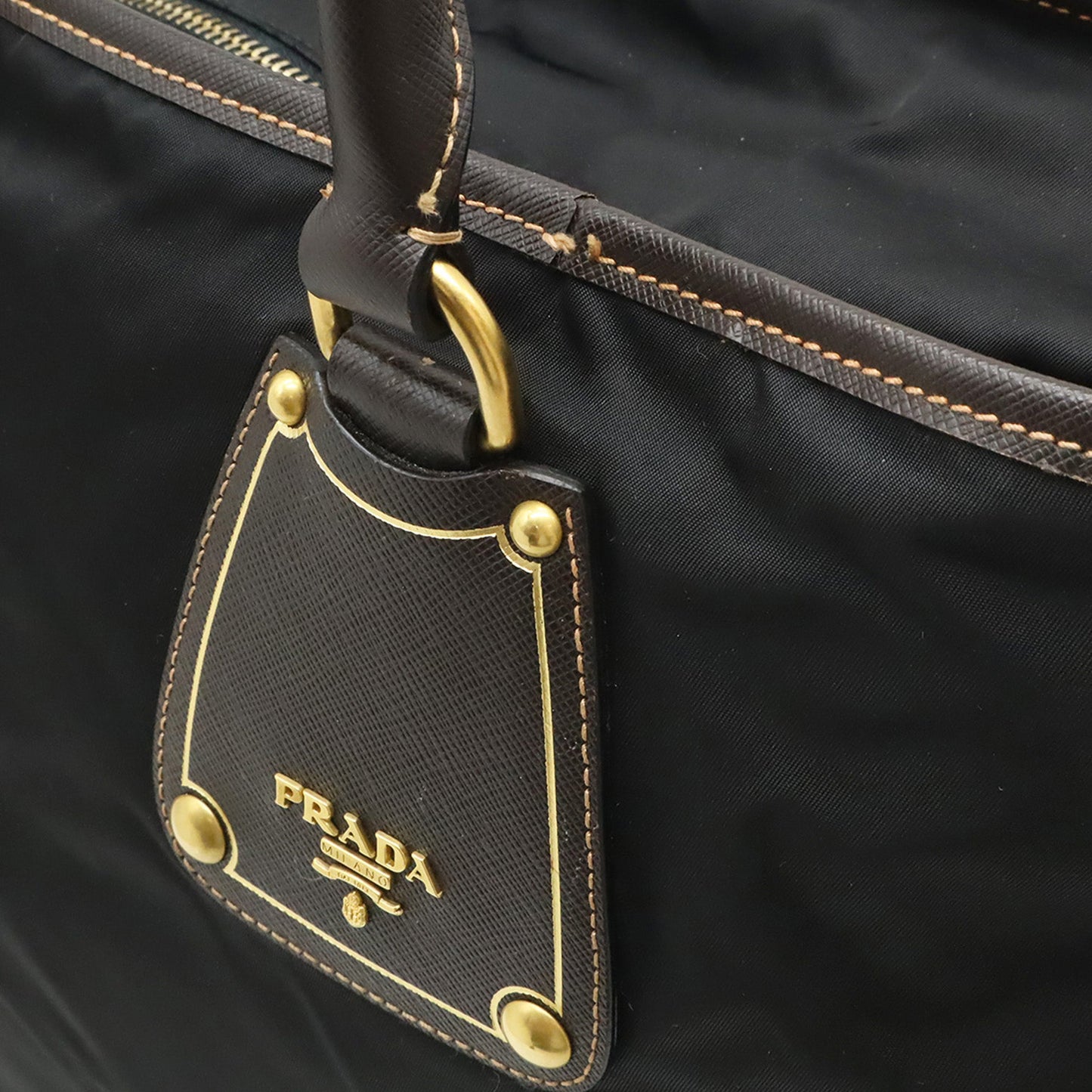 Prada Saffiano Trimmed Tessuto Satchel