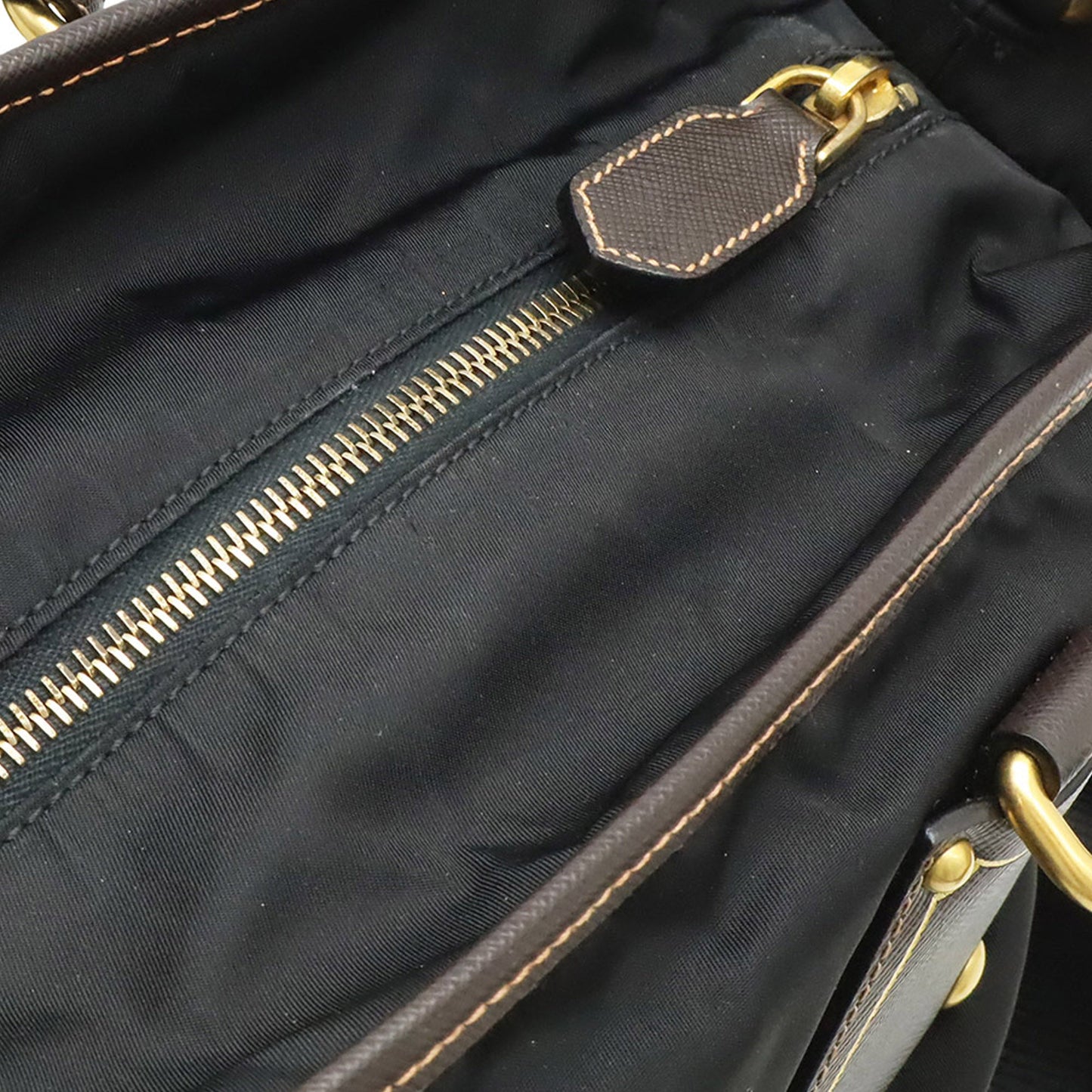 Prada Saffiano Trimmed Tessuto Satchel