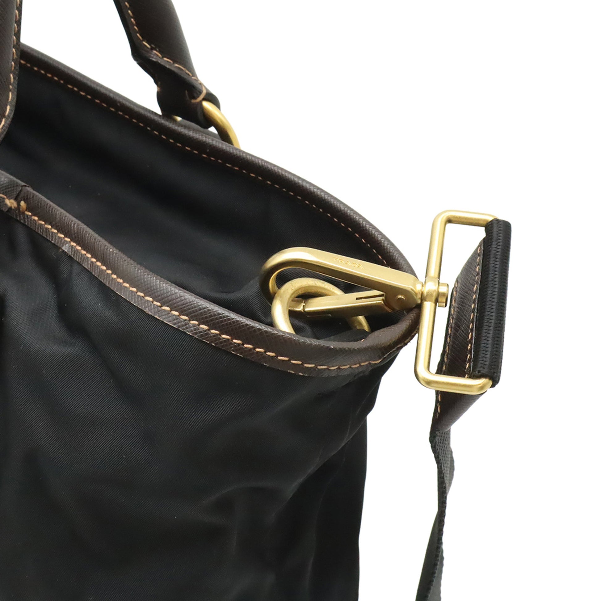 Prada Saffiano Trimmed Tessuto Satchel