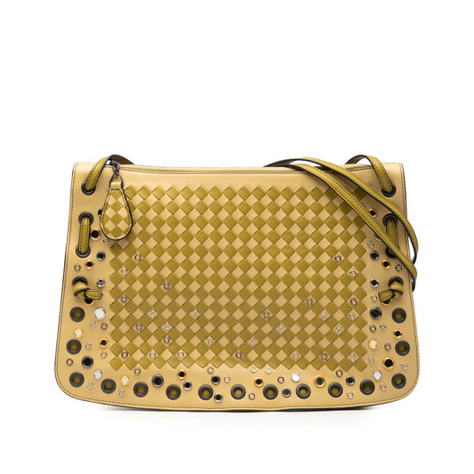Bottega Veneta Nappa Intrecciato Check Grommet Palio Crossbody