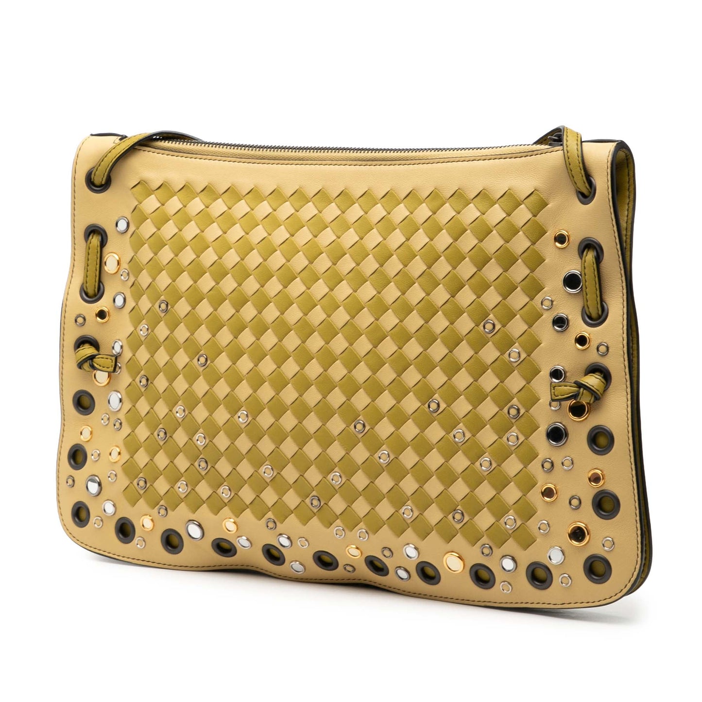 Bottega Veneta Nappa Intrecciato Check Grommet Palio Crossbody