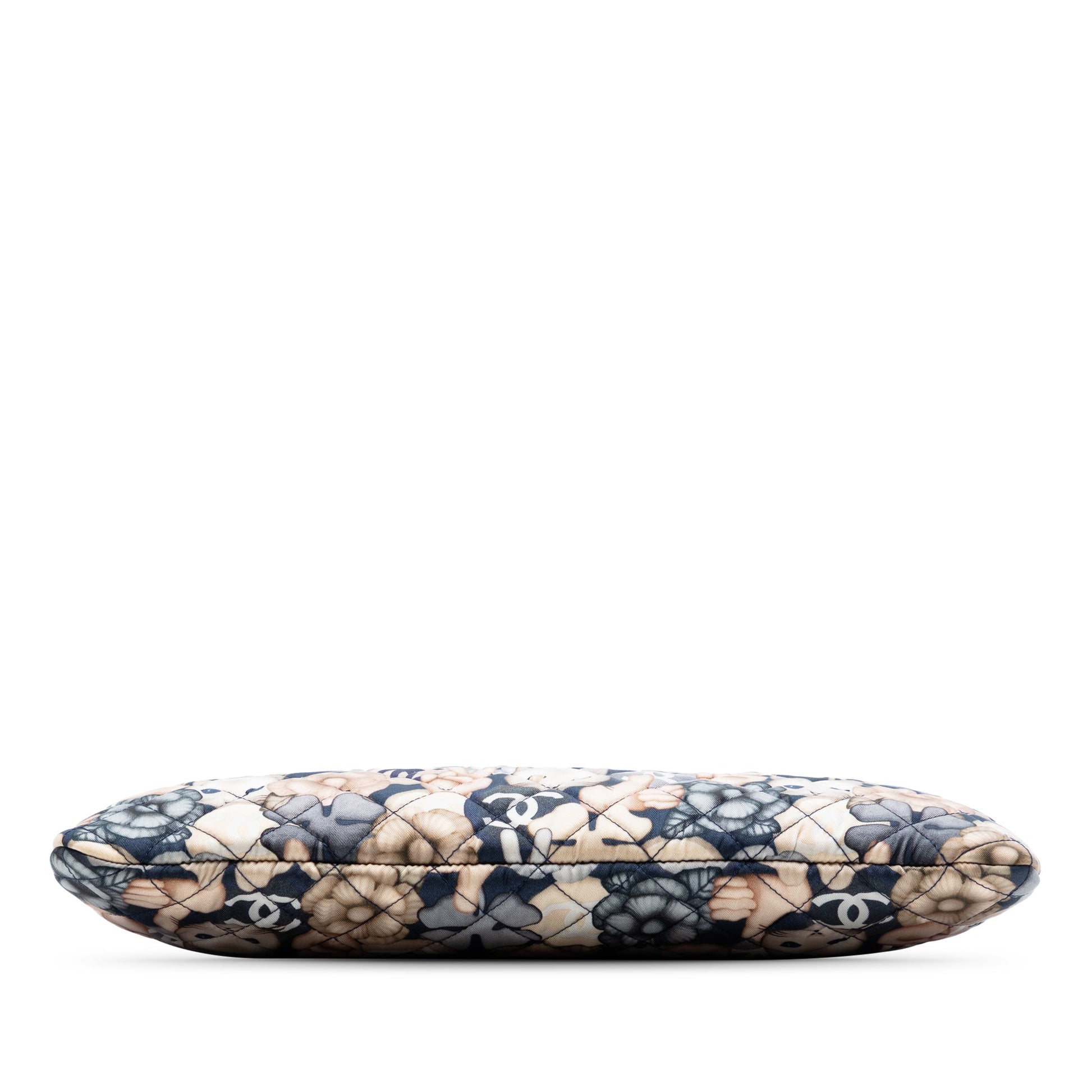 Large Quilted Nylon Cat Emoticon O Case Clutch