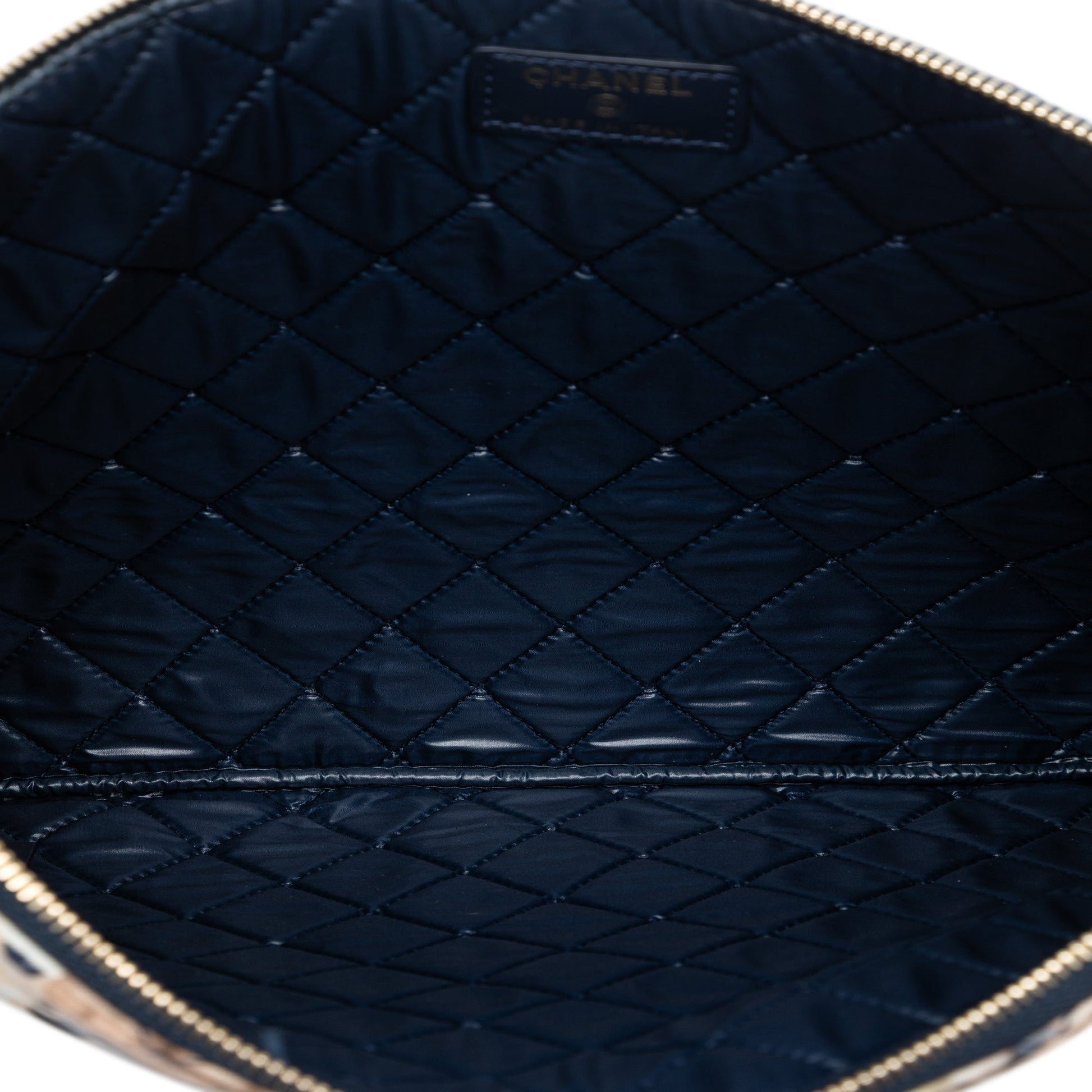 Large Quilted Nylon Cat Emoticon O Case Clutch