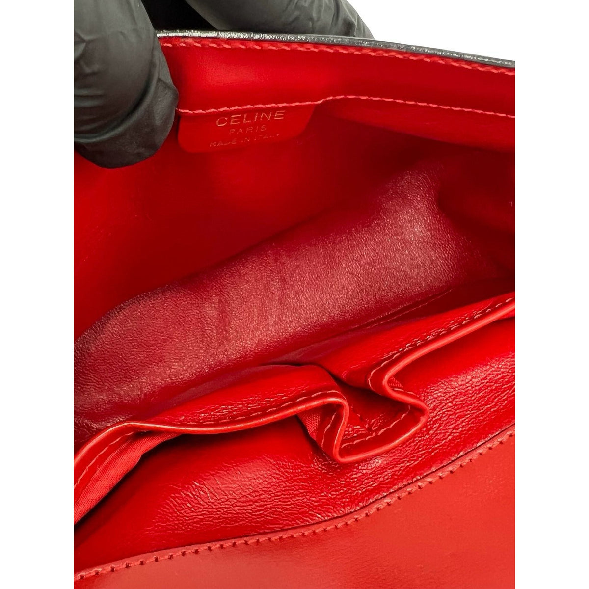 Celine Calfskin Horse Carriage Crossbody — Red