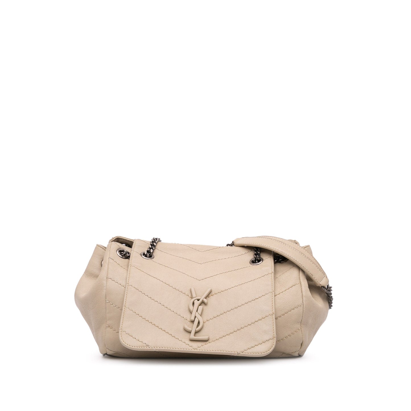 Saint Laurent Small Chevron Lambskin Monogram Nolita Shoulder Bag