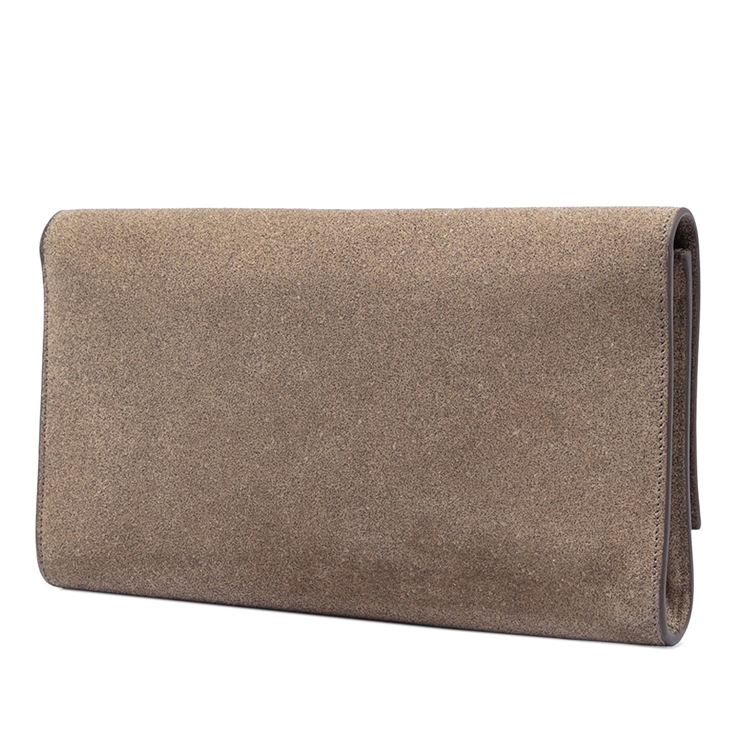 Saint Laurent Large Stitched Suede Monogram Belle De Jour Clutch