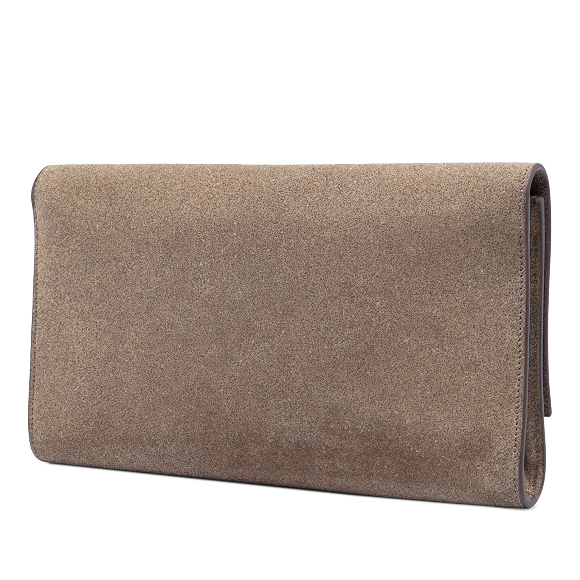 Saint Laurent Large Stitched Suede Monogram Belle De Jour Clutch