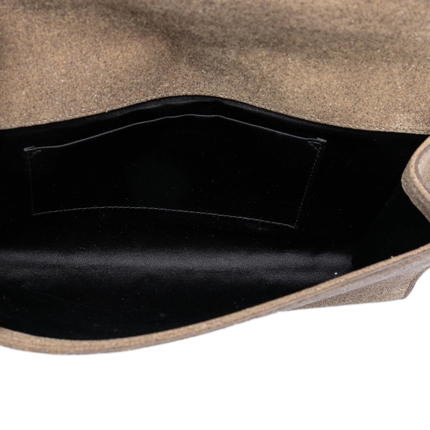 Saint Laurent Large Stitched Suede Monogram Belle De Jour Clutch